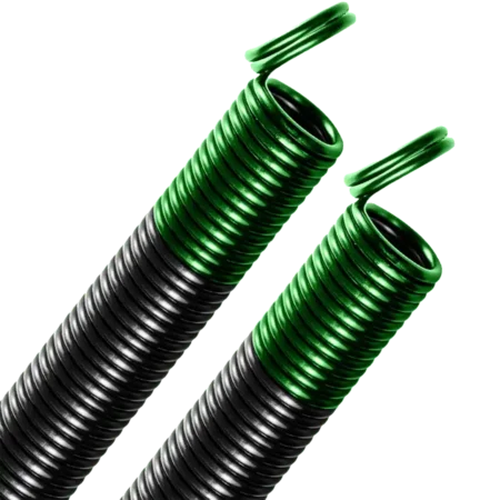 ? Double Looped end extension spring- GREEN
? Rated for a minimum of 10,000 cycles
? Black coated and color coded (industry standard)