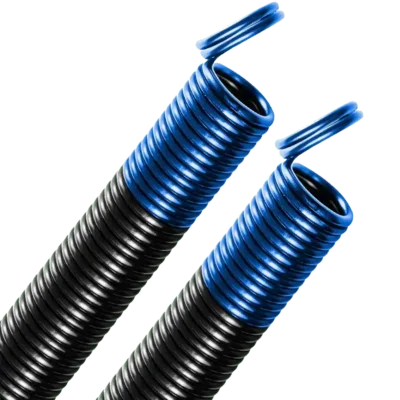 ? Double Looped end extension spring- BLUE
? Rated for a minimum of 10,000 cycles
? Black coated and color coded (industry standard)