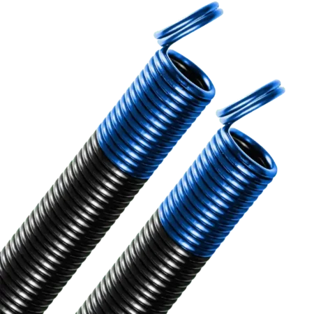 ? Double Looped end extension spring- BLUE
? Rated for a minimum of 10,000 cycles
? Black coated and color coded (industry standard)