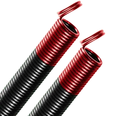? Double Looped end extension spring- RED
? Rated for a minimum of 10,000 cycles
? Black coated and color coded (industry standard)