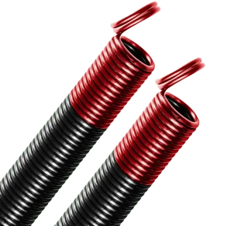 ? Double Looped end extension spring- RED
? Rated for a minimum of 10,000 cycles
? Black coated and color coded (industry standard)