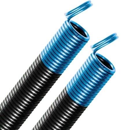 ? Double Looped end extension spring- LIGHT BLUE
? For up to 90 lbs, 7' height door (25-42), 
? Rated for a minimum of 10,000 cycles
? Black coated and color coded (industry standard)